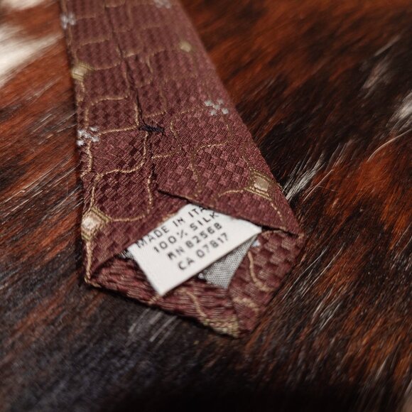 Mondo di Marco Brown and Tan Rounded Squares Silk Tie Made in Italy - Picture 4 of 4